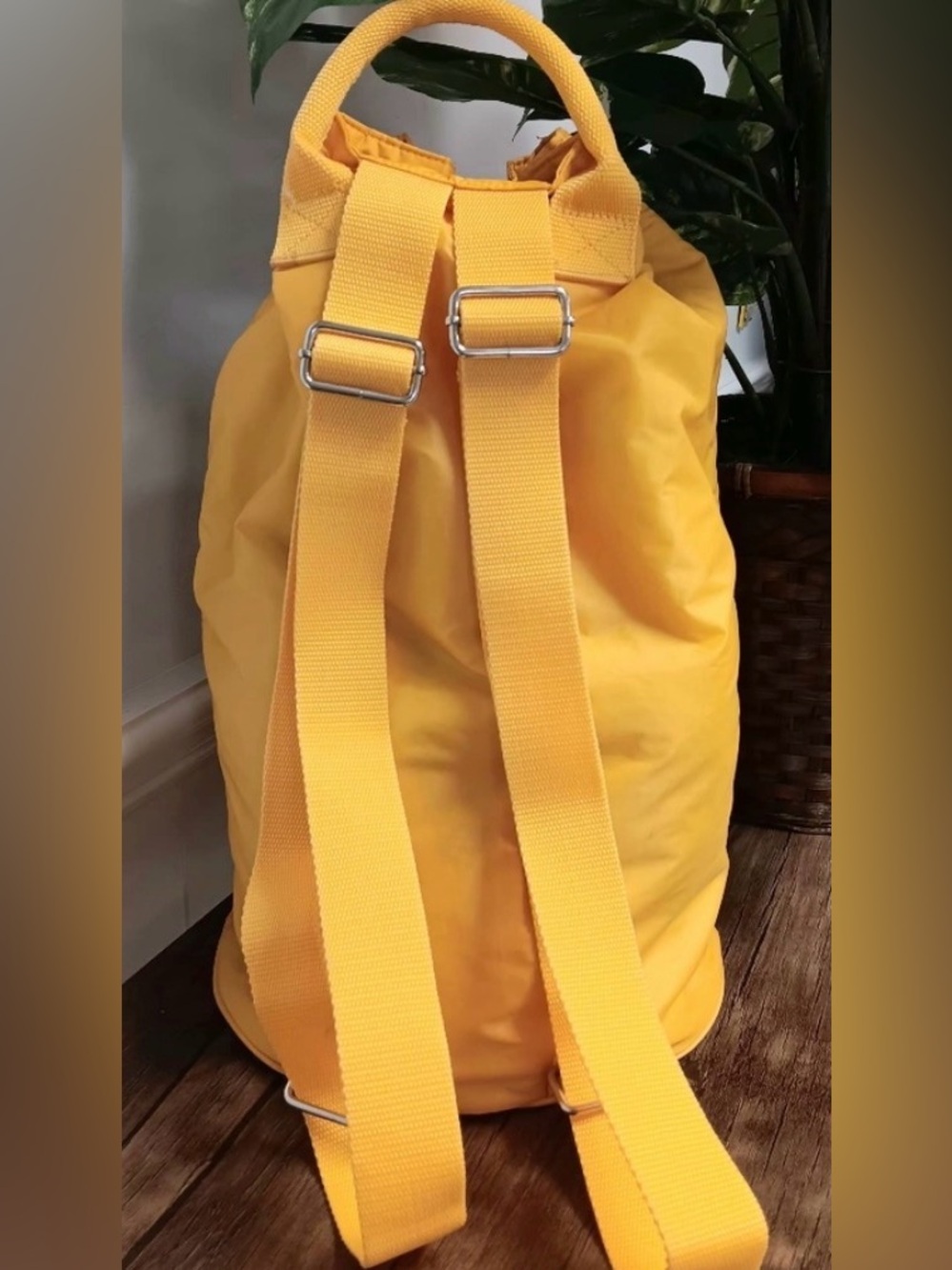 Burberry vibrant yellow drawstring backpack/barrel bag - Picture 2 of 7